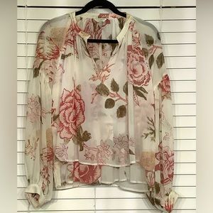Lucky Brand chiffon floral blouse, size M